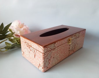 Tissue box cover inspired William Morris pomegranate, Wooden storage box, rectangular tissue box, napkin case organiser,  Gift for mother