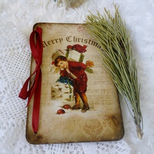 Personalized Wooden Christmas Cards Vintage Style Card Merry Christmas Victorian Christmas Wood Card Gift For Coworker Wood Greeting card