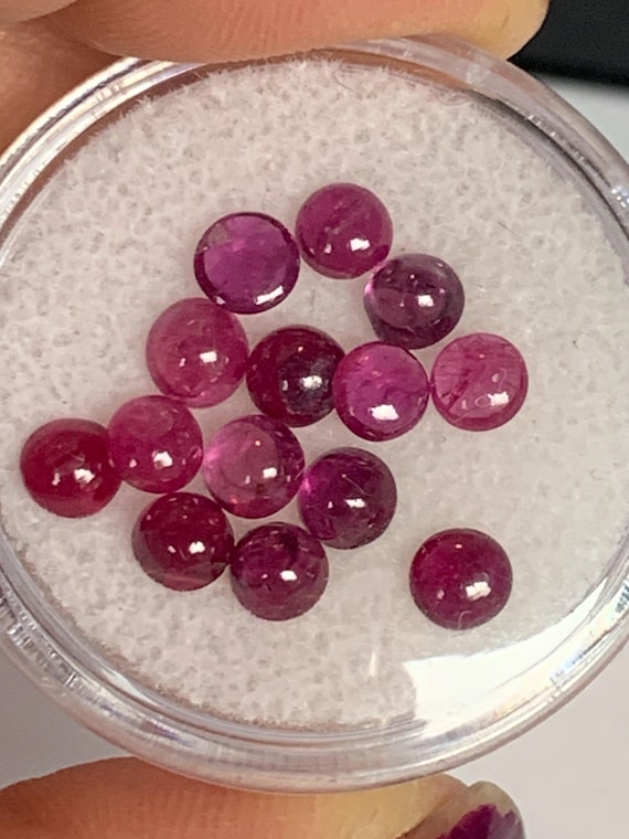 5ct Ruby Cabochons - Natural COLOR Rounds 4mm Natural COLOR   LOVELY! - Andy's Gem Garage Sale