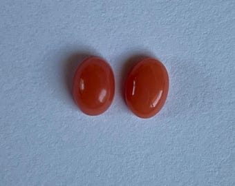 Coral Cabs Pair-Natural 7x5mm -Oval - Andy's Gem Garage Sale