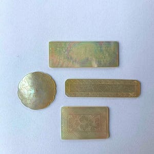 Antique Chinese Mother of Pearl Gaming Counters 4 piece lot  Unique