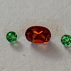 Spessartite Garnet Oval  / Tsavorite Garnet Combo- Natural WOWZA!   Andy's Gem Garage Sale