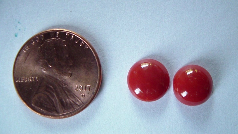 Andys Gem Garage Sale Matched Natural Coral Cabs-9mm-Beautiful OrangeRed