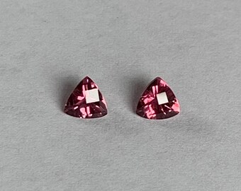 4mm Trillion Pink Tourmaline - Pair Natural!  Africa Specialty - Andy's Gem Garage Sale