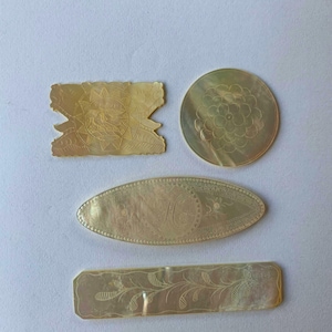 Antique Chinese Mother of Pearl Gaming Counters 4 piece lot  Unique
