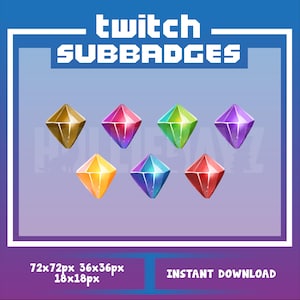 Gem twitch sub badges, gem sub badges, sub badges, twitch sub badges, sub badge bundle, crystal twitch badges