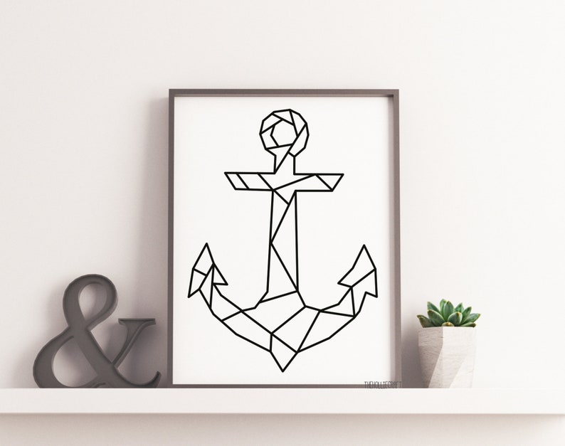 Geometrische Anker Druck A4 Druck Neutral nautische jungen | Etsy