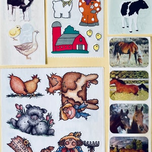 農場の動物のビンテージステッカー - 馬、鶏、牛など、お好みで - Mrs Grossman、Creative Memories、Provo Craft