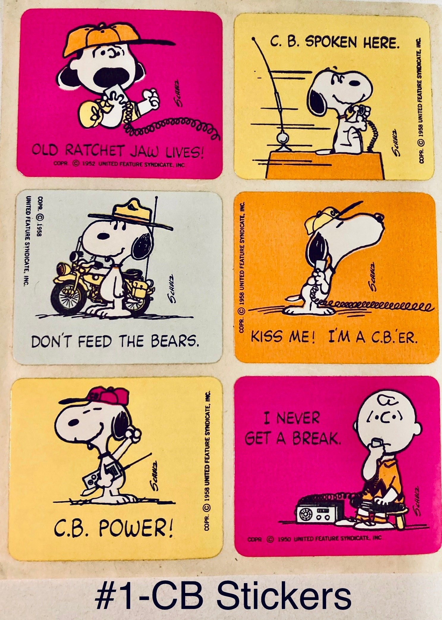 Vintage Charlie Brown, Snoopy,woodstock Stickers-your Choice CB Radio ...