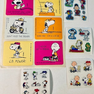Vintage Charlie Brown, Snoopy,Woodstock Stickers-Your choice CB Radio, Sports, Metallic mini stickers, Peanuts characters