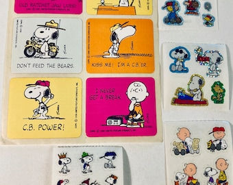 Vintage Charlie Brown, Snoopy,Woodstock Stickers-Your choice CB Radio, Sports, Metallic mini stickers, Peanuts characters