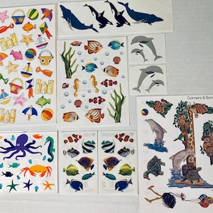Mme Grossman Tropical Fish & more vintage stickers-Votre choix de dauphins, poulpes, stickers de plage amusants, Stickopotomus, Souvenirs créatifs