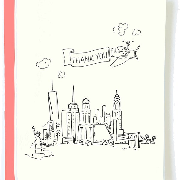 Caja de tarjetas de agradecimiento para boda artística de la ciudad de Nueva York, papelería de Nueva York, regalo de agradecimiento para Baby Shower del Skyline de la Gran Manzana