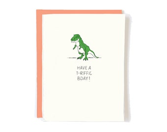 Dinosaur First Birthday Card- TRex 10th Birthday Party Gift for Boy