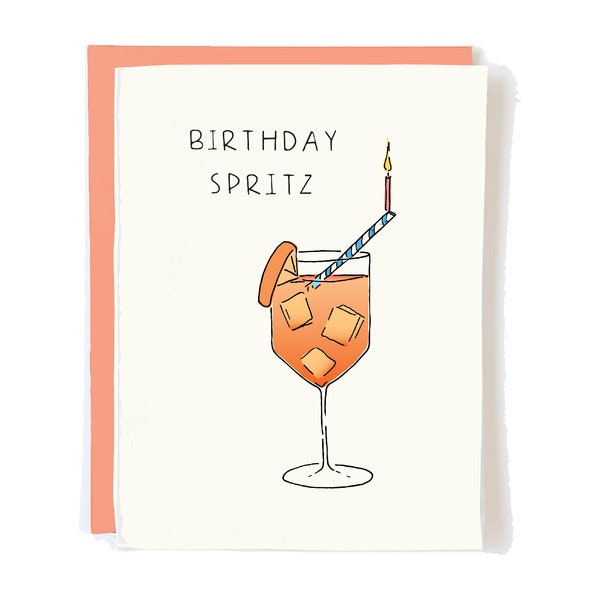 Happy 21st Funny Birthday Card - Alcohol Aperol Spritz 30th Bday Gift for Mom or Friend