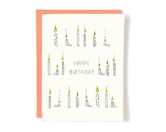 Candles Happy 70th Birthday Card for Husband or Wife, Cute Blank Bday Gift for Friend