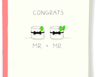 Gay Wedding Card Mr and Mr - Gay Wedding Gift for Groom and Groom Card, Same Sex Wedding Card LGBT, Gay Marriage Card, Gay Engagement Card