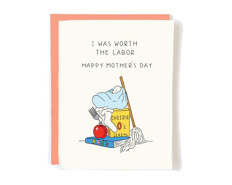 Cute Happy 1st Mothers Day Card for Wife - First New Mother Baby Gift Under 10 - Labor