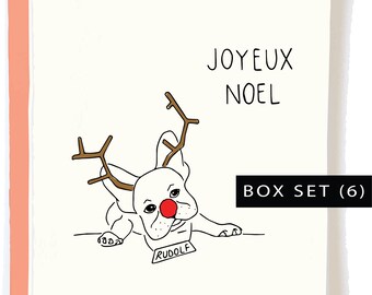 French Bulldog Christmas Card Pack - Dog Christmas Card Joyeux Noel, French Bulldog Gifts, Wife Christmas Card