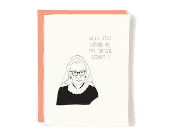 RBG Bridesmaid Card for Bridal Shower - Ruth Bader Ginsburg Bachelorette Maid of Honor Gift - Funny Wedding Cards for Bride - Matron Honor