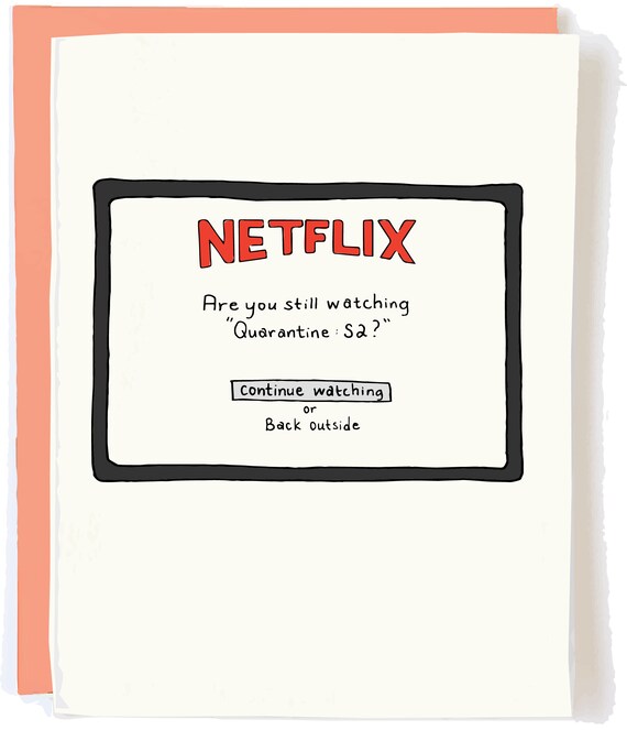 Stay Home Card Netflix And Quarantine Etsy
