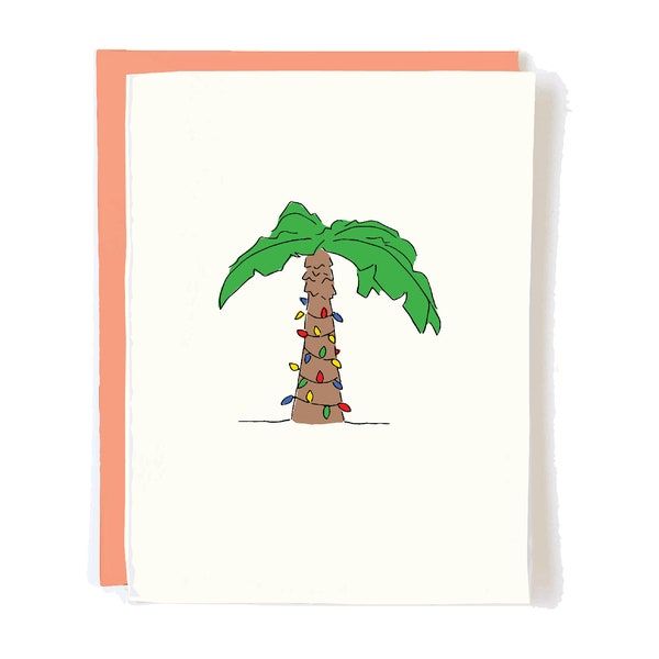 Cute Christmas Palm Tree Card Box Set - Happy Holidays Cards Lights Palm Springs California Gift