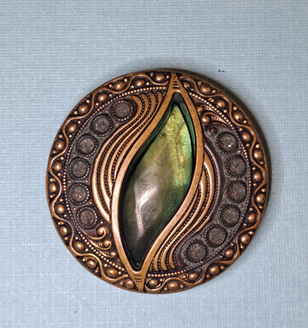 Unique Cloak Button With Wavy Green Jewel. - Etsy