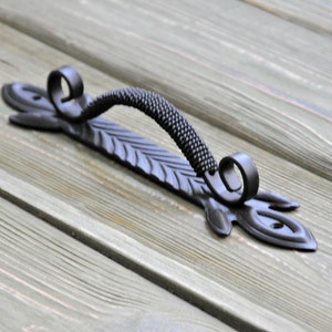 Drawer pull Wrought iron pull Hand forged handles cabinet Furniture Barn door handle Metal handle Forged pull Home decor Office decor