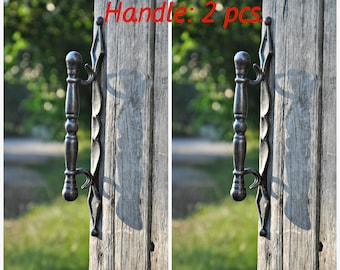 Set di 2 tiranti per porte forgiati a mano, ferro battuto, maniglie cancello in acciaio & capannone, maniglia di trazione della porta d'ingresso, maniglia in metallo, porta in legno, arredamento rustico