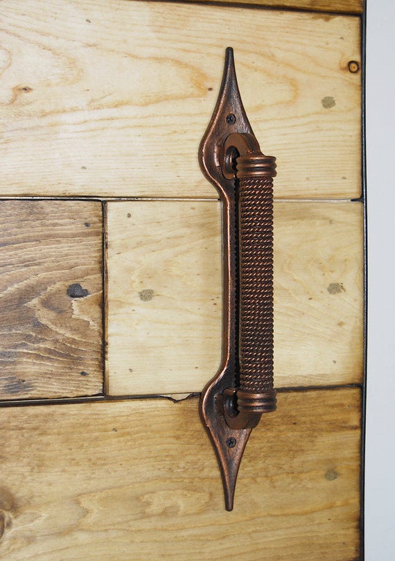 Hammered Copper Pull Barn Door Handle Front Door Handle Steel Etsy