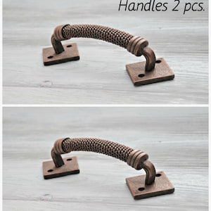 Industrial door handle Barn door pull Hand Forged Door knob Wrought iron Door Wicket Gate handle Furniture Rustic decor Handles 2 pcs