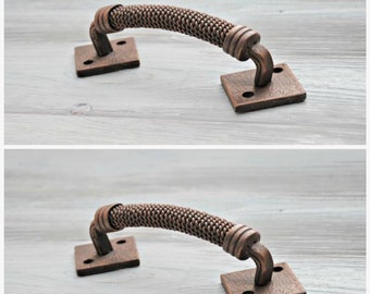 Maniglia per porta industriale Barn door pull Hand Forged Door knob In ferro battuto Door Wicket Gate handle Furniture Rustic decor Handles 2 pz