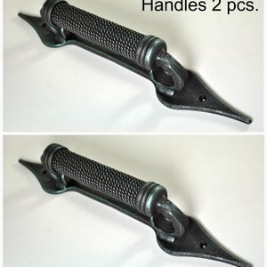 2 pcs Handles Front door handle Metal handles Forged handles for doors, gates, wickets, Hand forged Steampunk style Industrial style