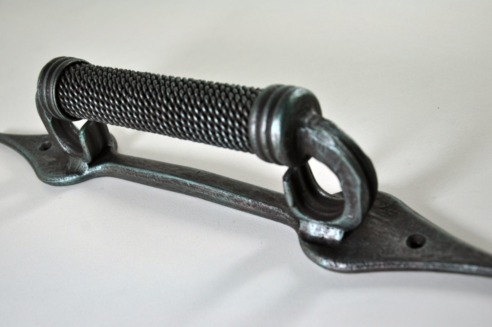 Hammered copper pull Barn door handle Front door handle Steel Etsy