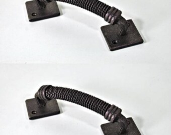 Maniglie 2 pezzi (altezza: 3,5 pollici) Maniglia per porta da fienile Pomello per porta forgiato a mano Ferro battuto Sportello per porta Maniglia per cancello Mobili Decorazione rustica