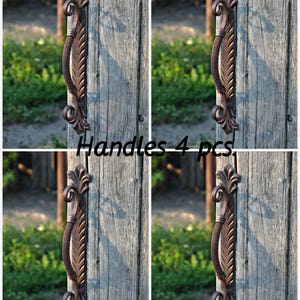 4pcs Handles, Barn door pulls, Metal handle, Wood door, Wrought iron handle, Front door, Furniture, Rustic decor, Home decor, Cottage