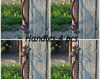 4pcs Maniglie, Maniglie per porta del fienile, Maniglia in metallo, Porta in legno, Maniglia in ferro battuto, Porta d'ingresso, Mobili, Arredamento rustico, Arredamento per la casa, Cottage
