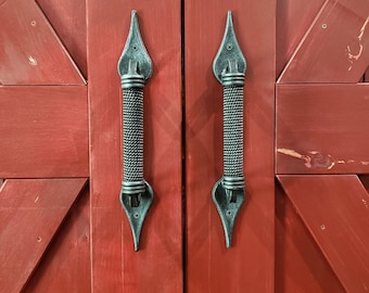 Stile Steampunk Maniglia per porta da fienile Maniglia per porta anteriore Maniglia in metallo Maniglia forgiata per cancelletto porta Maniglie stile industriale forgiate a mano 4 pezzi