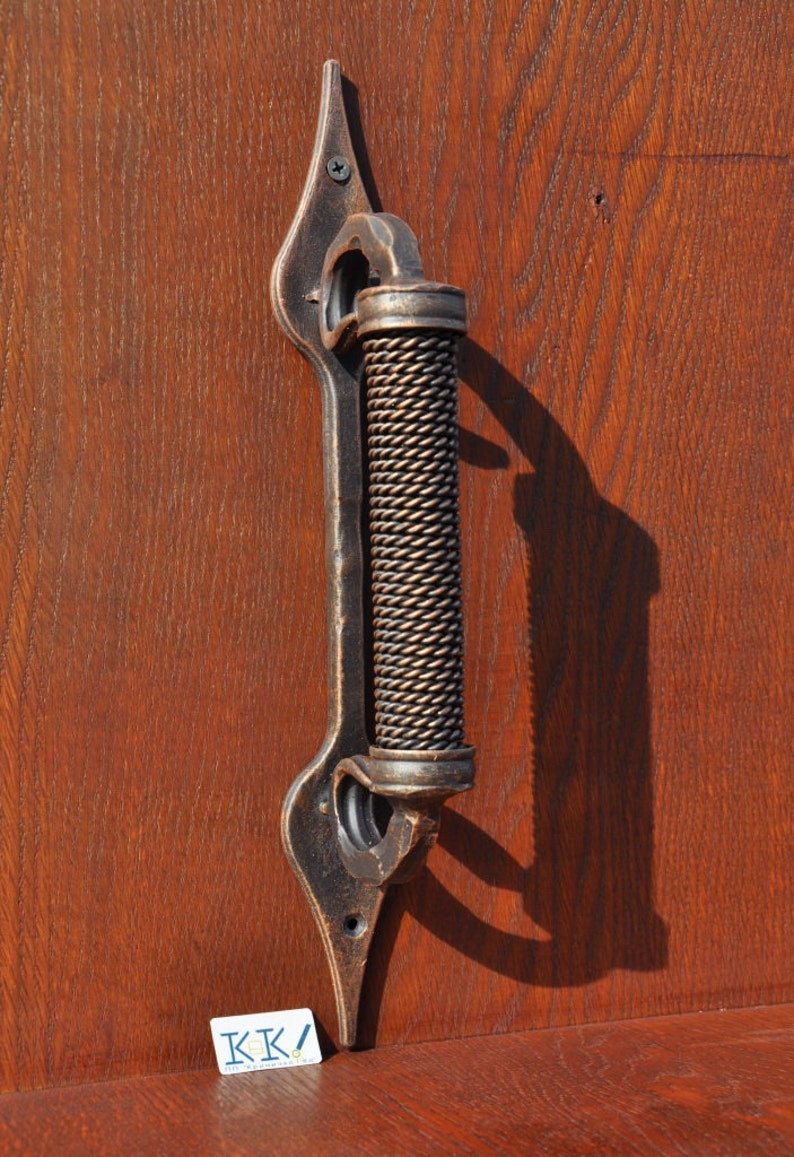 Hammered Copper Pull Barn Door Handle Front Door Handle Steel Etsy