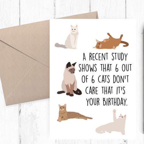 Funny Birthday Card Birthday Printable Card Funny Cat - Etsy