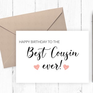 Birthday Card for Cousin, Printable Cousin Birthday Card, Instant ...