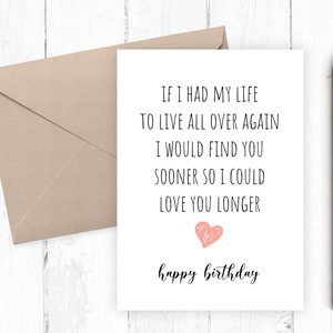 Carte d'anniversaire romantique, carte d'anniversaire pour petite amie/femme, carte d'anniversaire pour petit ami/mari, imprimable Happy Birthday Card PDF JPG
