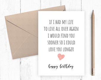 Romantic Birthday Card, Birthday card for girlfriend/wife, birthday card for boyfriend/husband, Printable Happy Birthday Card PDF JPG