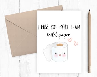 Miss you card, Printable miss you card, Quarantine Card, I miss you card, Instant Download, Included Envelope Template, 5x7