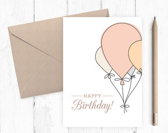 Printable Happy Birthday Card for her, Happy Birthday Card, Birthday Gift, Instant Download 8x10 5x7