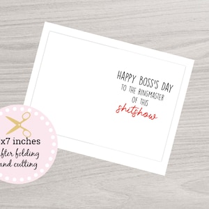 Printable Funny Boss's Day Card, Happy Boss's Day, Boss's Day Card, 5x7 ...