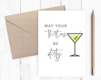 Printable 30th birthday card, Birthday 30 years old Printable Card, Dirty Thirty, funny birthday card, instant download PNG PDF 5x7