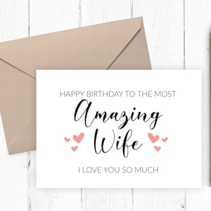 Happy Birthday to Wife printable card, Instant Download birthday card, Card for her, Card for Wife JPG PDF 5x7 8x10 image 1