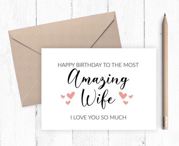 happy birthday to wife printable card instant download etsy
