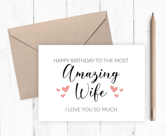 happy birthday to wife printable card instant download etsy